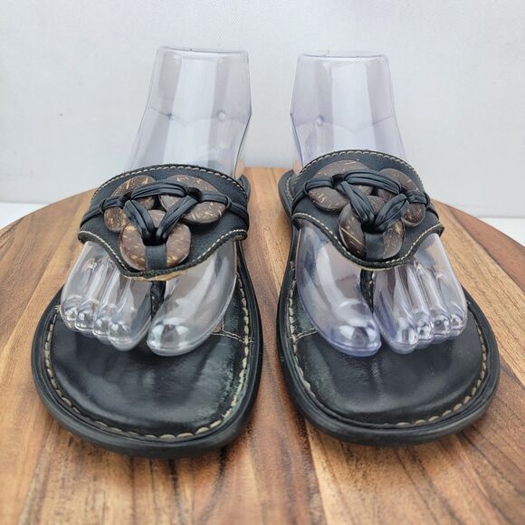 Born Womens Size 7 Brown Leather Thong Comfort Flip Flop Sandals - Picture 2 of 8